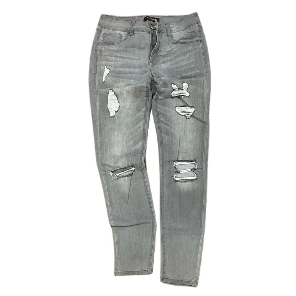 REFUGE - gray ripped skinny jeans